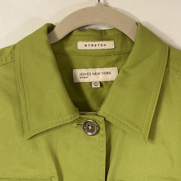 Jones NY Sport Fall Stretch Women’s Size M Button Down Olive Green Jacket - Picture 5 of 16